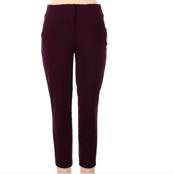 Vintage Pants - 🩵Hollywould Burgundy Lightweight Rayon Blend Skinny Ankle Pants Size 7/29